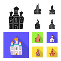 Isolated object of cult and temple sign. Set of cult and parish vector icon for stock.