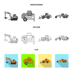 Vector illustration of build and construction icon. Collection of build and machinery vector icon for stock.