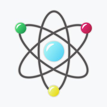 Atom icon, atom symbol, vector atom image, science, chemistry, molecule.