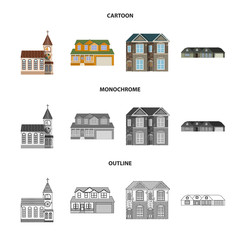 Isolated object of building and front symbol. Collection of building and roof stock symbol for web.