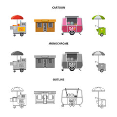Vector illustration of market and exterior icon. Set of market and food stock symbol for web.
