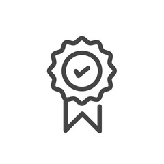 Approved or certified medal icon in trendy outline style isolated on white background