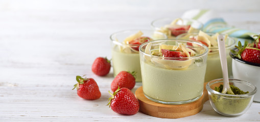 Green tea matcha panna cotta