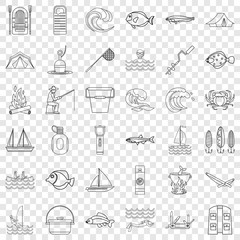Compass icons set. Outline style of 36 compass vector icons for web for any design