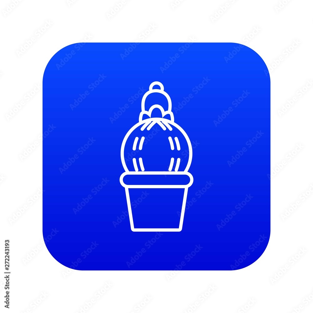 Sticker plump cactus icon blue vector isolated on white background