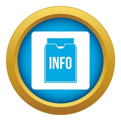 Info folder icon blue vector isolated on white background for any design