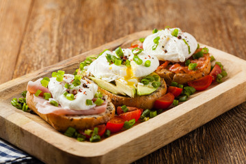 Sandwiches with a poached egg