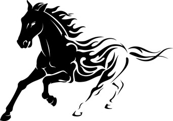 Fototapeta na wymiar Flaming Black Stallion Horse 