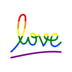 Rainbow love word of LGBT flag