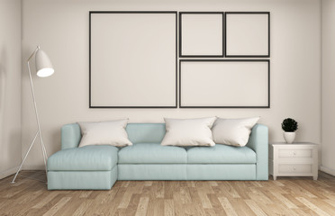 mock up living room decoration japanese style,designed minimal zen style.3d rendering