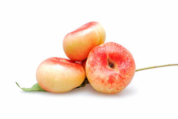 Peaches on a white background..