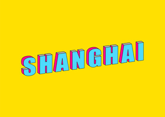 Shanghai text with 3d isometric effect