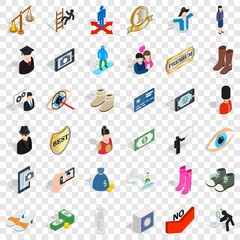 Couple icons set. Isometric style of 36 couple vector icons for web for any design