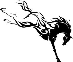 Flaming Abstract Body of Horse Kicking Wildly