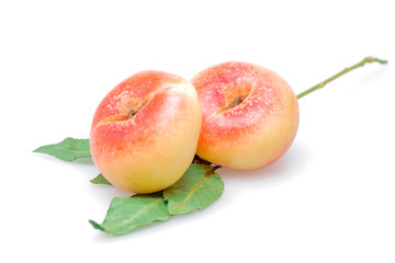 Peaches on a white background..