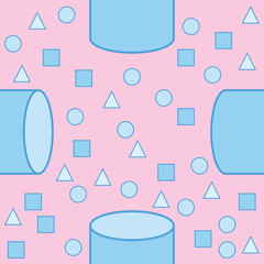 Seamless pattern of geometric shapes. Childhood pattern with simple geometric shapes. Background of the figures.