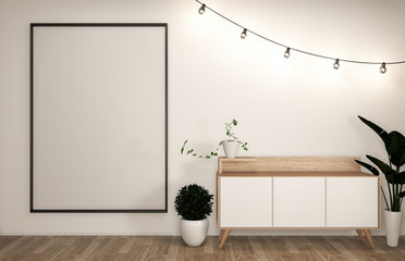 fames and cabinet in modern empty room Japanese - zen style,minimal designs. 3D rendering