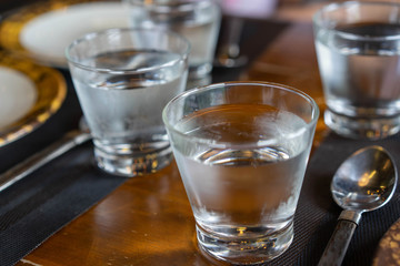 Water glass on the table