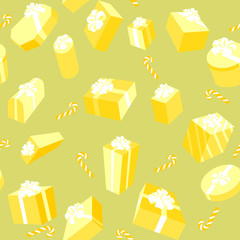Gifts, Seamless and Expandable Yellow Tile Background