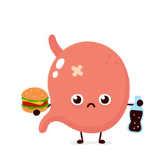 Sad unhealthy sick stomach with bottle 