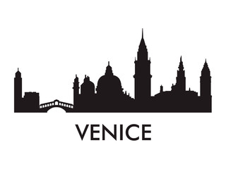 Fototapeta premium Venice skyline silhouette vector of famous places