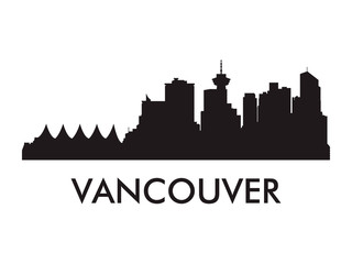Vancouver skyline silhouette vector of famous places