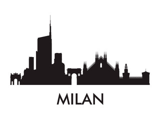 Obraz premium Milan skyline silhouette vector of famous places