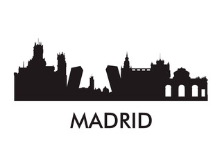 Madrid skyline silhouette vector of famous places