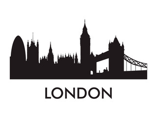 Obraz premium London skyline silhouette vector of famous places
