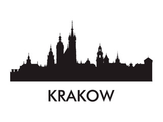 Fototapeta Krakow skyline silhouette vector of famous places obraz