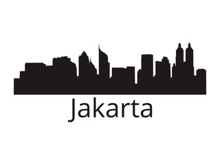 Fototapeta premium Jakarta skyline silhouette vector of famous places