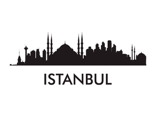Istanbul skyline silhouette vector of famous places