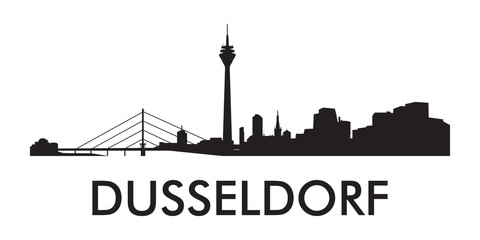 Dusseldorf skyline silhouette vector of famous places
