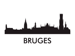 Obraz premium Bruges skyline silhouette vector of famous places