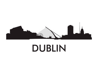 Obraz premium Wektor sylwetka panoramę Dublina znanych miejsc