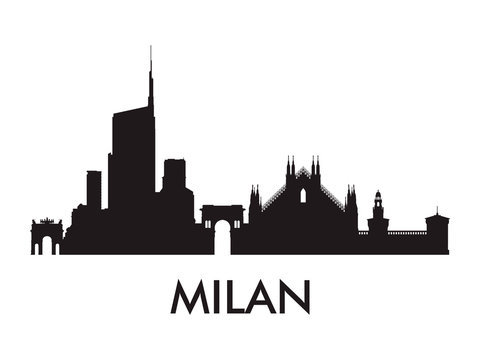 Milan skyline silhouette vector of famous places