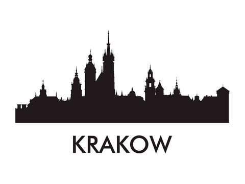 Krakow skyline silhouette vector of famous places