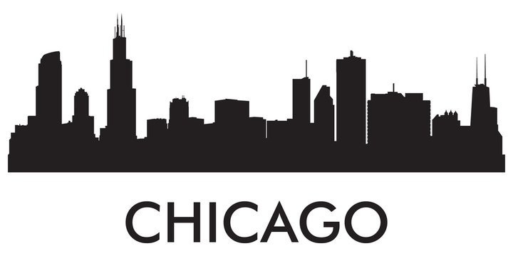Chicago skyline silhouette vector of famous places
