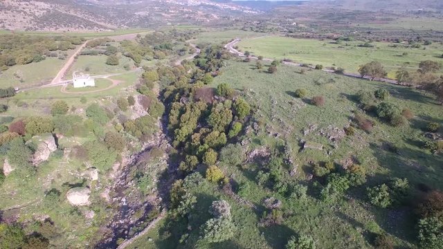 Aerial view of Maronite Church, Saar River, Banias. Israel. DJI-0018-07