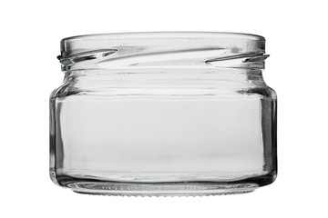 Isolated glass jar on white background.