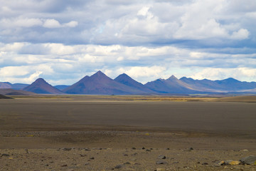 Desolate landscape along central highlands of Iceland.