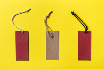 Blank tag tied for hang on product for show price or discount