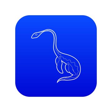 Aquatic dinosaur icon blue vector isolated on white background