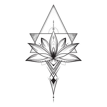 Lotus Flower . Sacred Geometry. Vector Illustration Isolated On White.