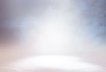 Naklejka premium abstract bright concentrate floor scene with mist or fog, spotlight for display