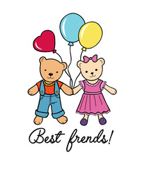 Bears best friends. Vector illustration for fashion design,  packing and other design.