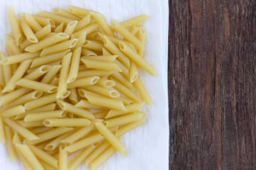 pasta,dry pasta on a napkin,close-up