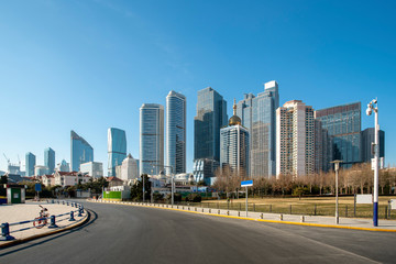 Fototapeta na wymiar The Skyline of Architectural Landscape of Qingdao Seaside City..