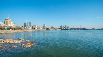 Fototapeta premium The Skyline of Architectural Landscape of Qingdao Seaside City..
