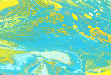 Fototapeta na wymiar abstract marbleized effect background. mint, yellow, white and green creative colors. Beautiful paint